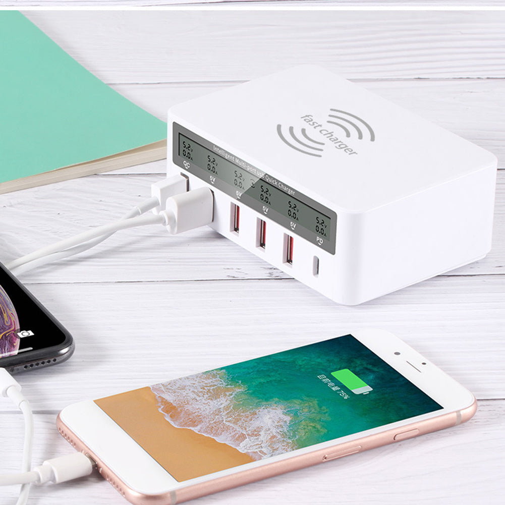 HKM-267603 USB Smart Phone Charging Station with QC3.0 Fast Charge and 1.5m Cable - Multiple Ports for Convenient Charging