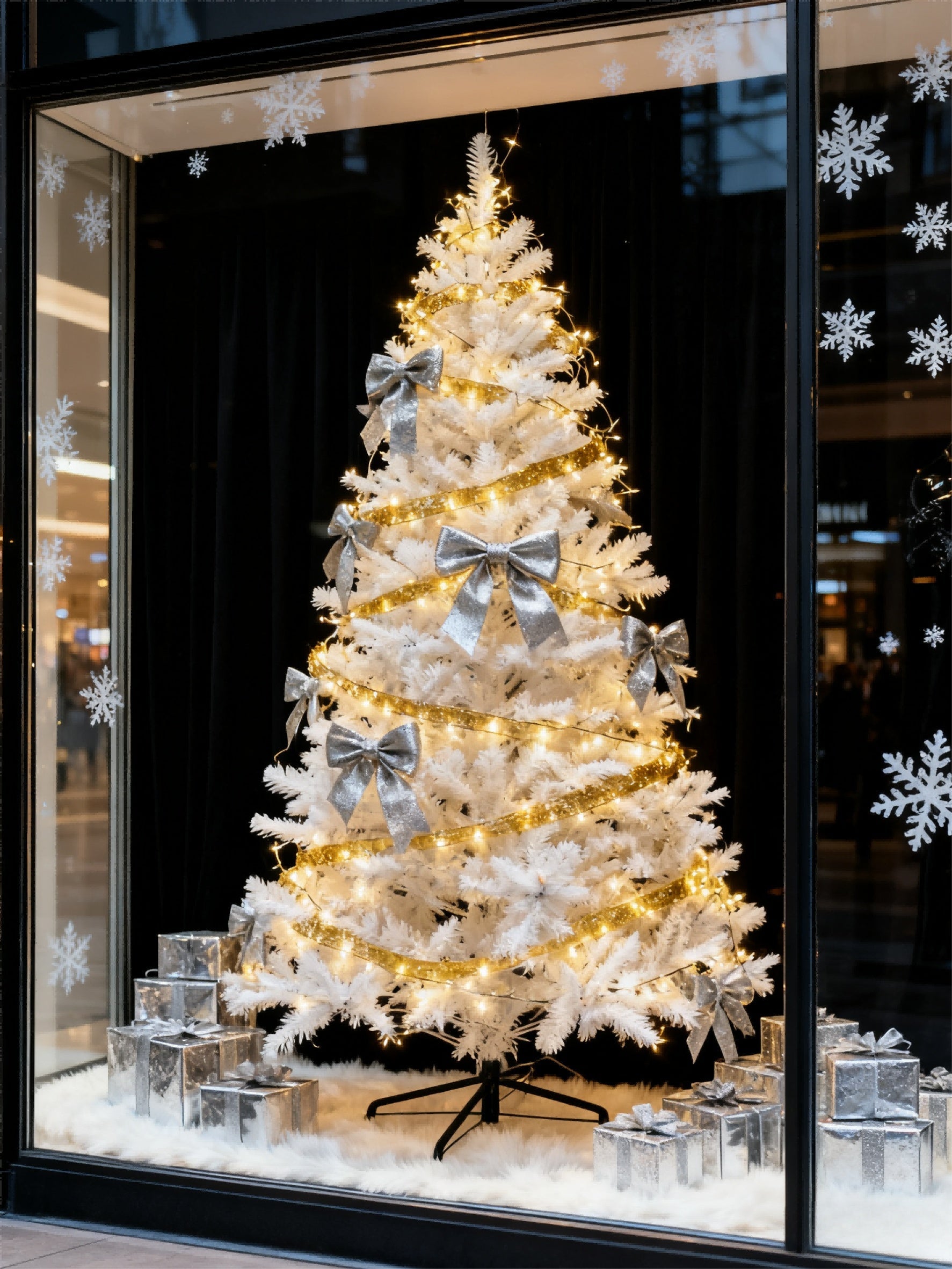 HKM-267667 Slim Artificial Christmas Tree in White - Available in 150cm, 180cm, and 210cm Sizes