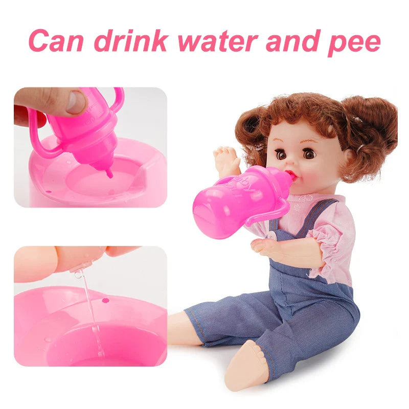 KTX-267795 16 Inch Soft Reborn Doll with Drinking and Crying Function for Ages 2-4, Realistic Baby Toy with Sounds