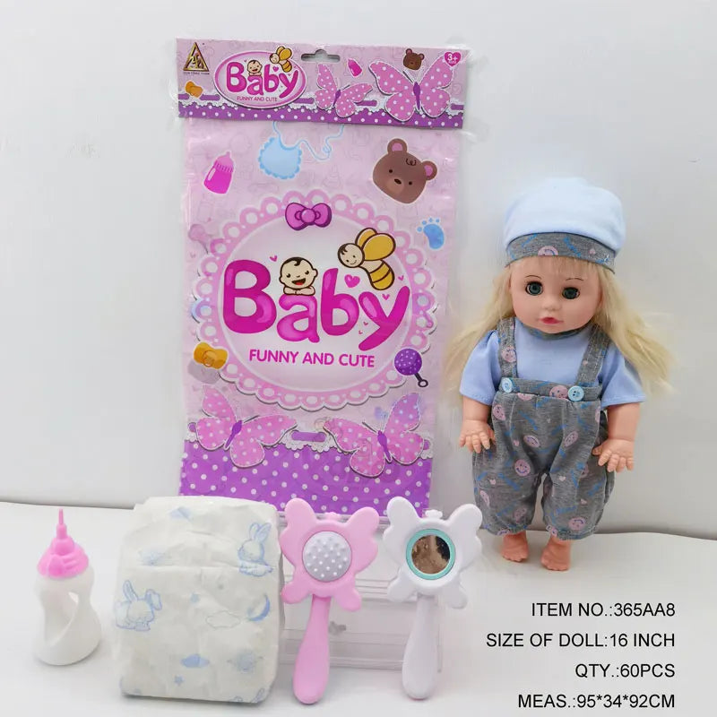 KTX-267795 16 Inch Soft Reborn Doll with Drinking and Crying Function for Ages 2-4, Realistic Baby Toy with Sounds