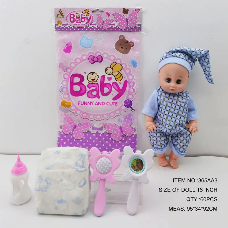 KTX-267795 16 Inch Soft Reborn Doll with Drinking and Crying Function for Ages 2-4, Realistic Baby Toy with Sounds