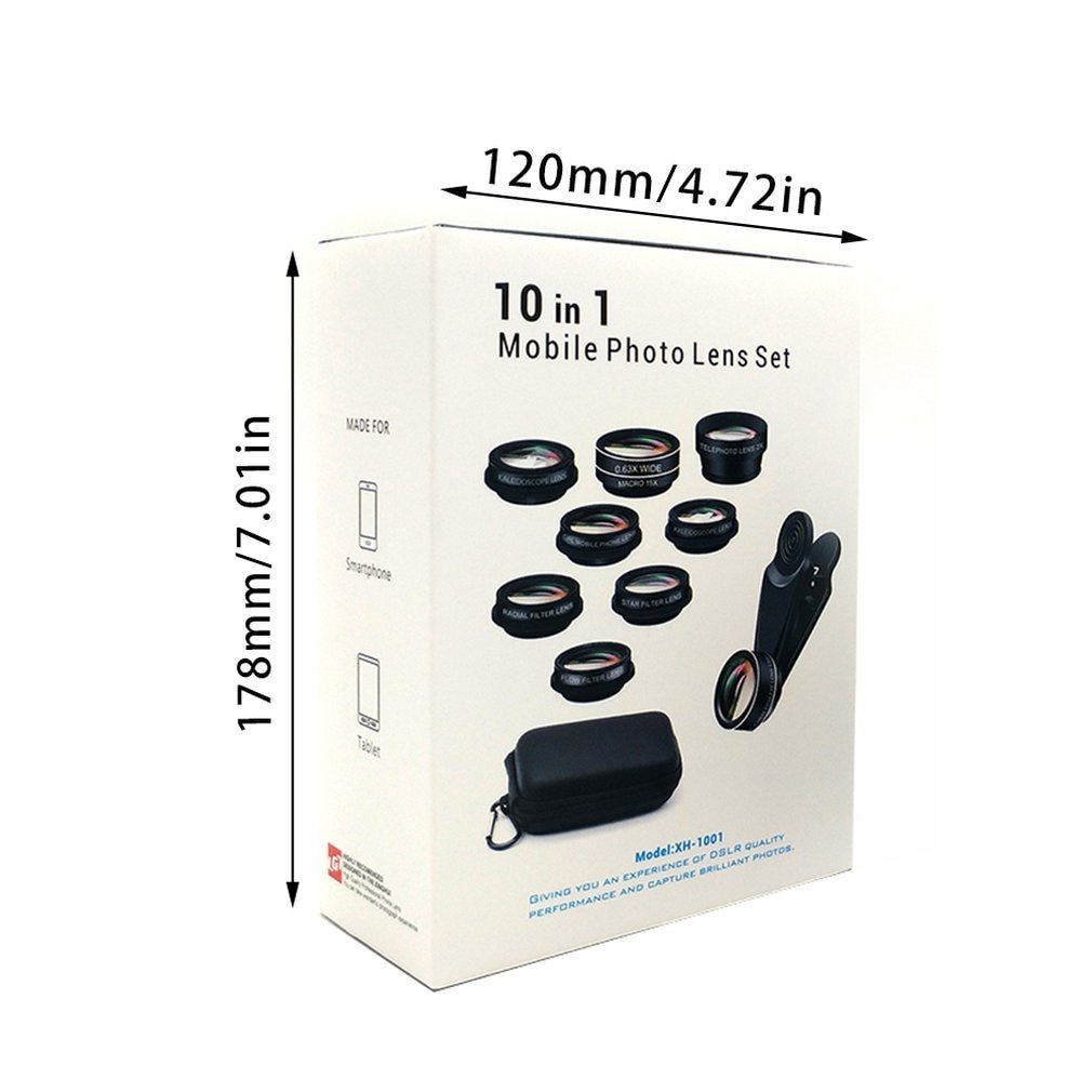 HKM-267923 10-in-1 Fisheye Lens Set with HD Glass and Aluminum-Magnesium Alloy Design for Mobile Phones