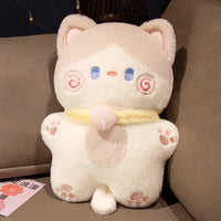 HKM-267987 Cute Cartoon Plush Cat Throw Pillow - Milk, White, and Grey Variants, 30*40 cm