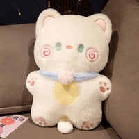 HKM-267987 Cute Cartoon Plush Cat Throw Pillow - Milk, White, and Grey Variants, 30*40 cm