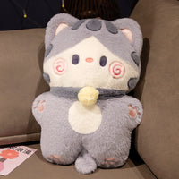 HKM-267987 Cute Cartoon Plush Cat Throw Pillow - Milk, White, and Grey Variants, 30*40 cm