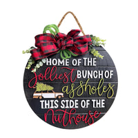 HKM-267987 Wooden Christmas Door Sign Garland for Modern Holiday Decor