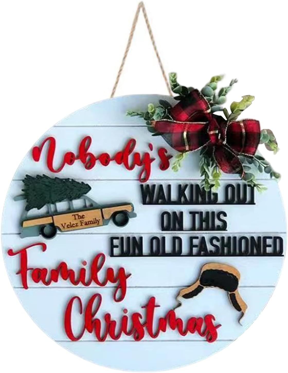 HKM-267987 Wooden Christmas Door Sign Garland for Modern Holiday Decor