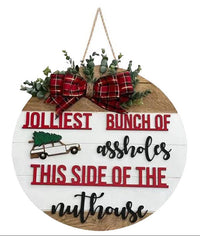 HKM-267987 Wooden Christmas Door Sign Garland for Modern Holiday Decor