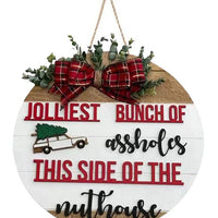 HKM-267987 Wooden Christmas Door Sign Garland for Modern Holiday Decor