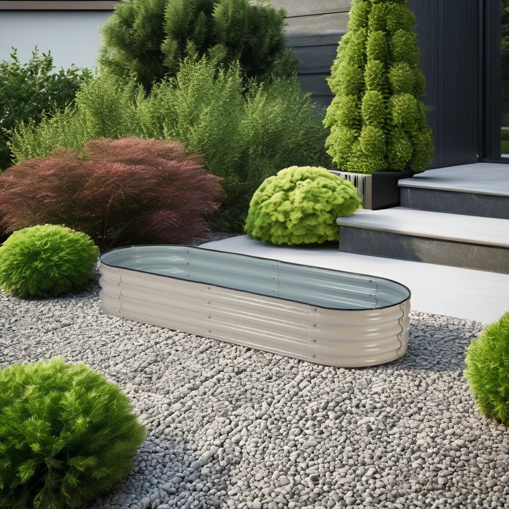 KTX-268051 Metal Raised Garden Bed Planters Kit in Various Sizes with Durable Liner for Home Nursery Gardening