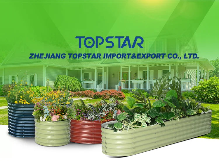 KTX-268051 Metal Raised Garden Bed Planters Kit in Various Sizes with Durable Liner for Home Nursery Gardening