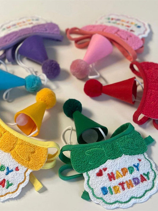 HKM-268179 Trendy Pet Bib and Hat Set with Letter Pattern in Multiple Colors