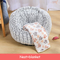 HKM-268243 Pet Bed Soft Non-Slip Plush Kennel Round Cat Dog Nest Cushion
