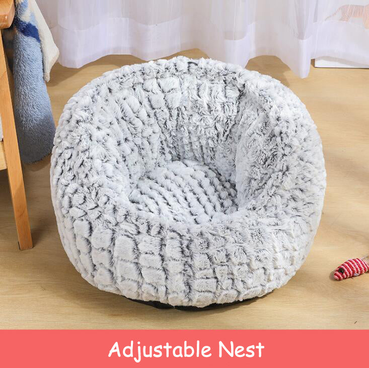 HKM-268243 Pet Bed Soft Non-Slip Plush Kennel Round Cat Dog Nest Cushion