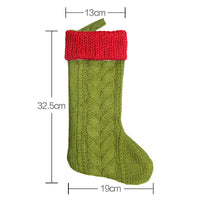 HKM-268307 Knitted Medium Gift Bag in Red, White, and Green - Handcrafted Non-Woven Fabric 32.5cm Height