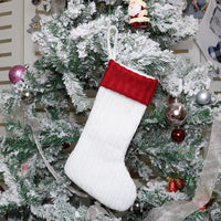 HKM-268307 Knitted Medium Gift Bag in Red, White, and Green - Handcrafted Non-Woven Fabric 32.5cm Height