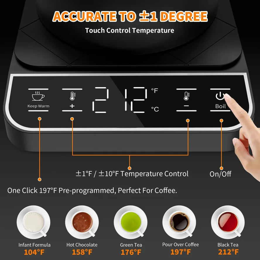 KTX-268307 Smart Gooseneck Electric Kettle for Precision Brewing - Mini Coffee and Tea Water Boiler