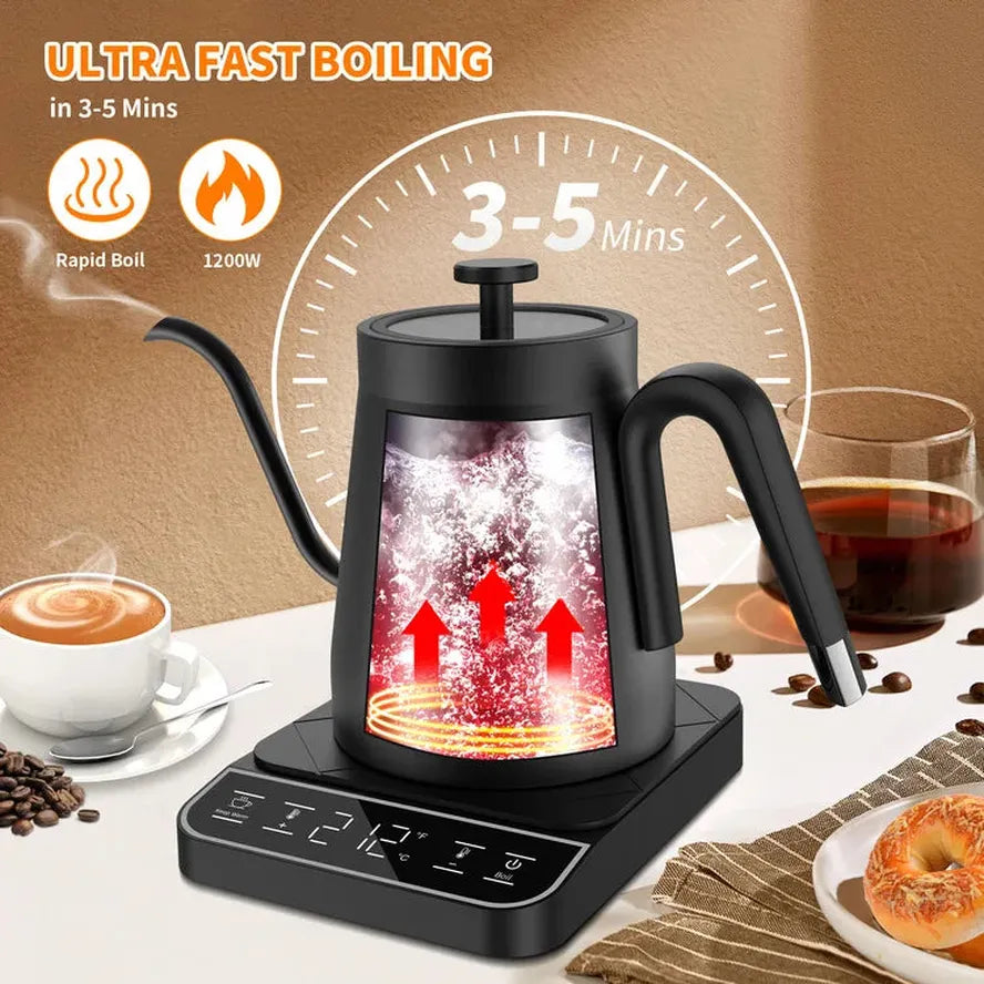 KTX-268307 Smart Gooseneck Electric Kettle for Precision Brewing - Mini Coffee and Tea Water Boiler