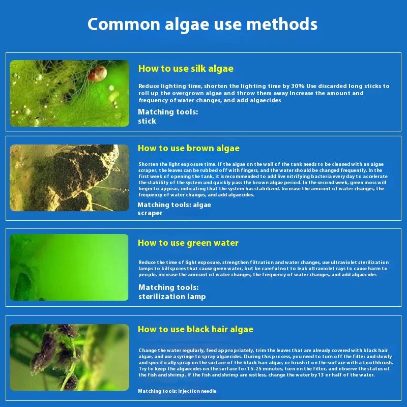 HKM-268371 Eco-Friendly Algaecide for Fish Tanks & Ponds - Green Algae Removal 300ml, 700ml, 1100ml Options
