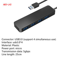 HKM-268883 High-Speed USB 3.0 Hub Splitter with 4 Ports and Overload Protection