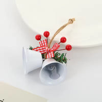 HKM-269139 Hawthorn Bow Hemp Rope Bell Decoration – Double Bell Pendant in White, Red, Gold, Green