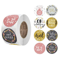 HKM-269459 Kraft Paper Round Stickers for Christmas Day Decoration - 500 Pieces per Roll