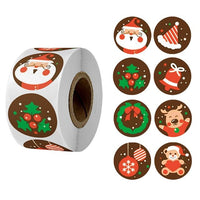 HKM-269459 Kraft Paper Round Stickers for Christmas Day Decoration - 500 Pieces per Roll