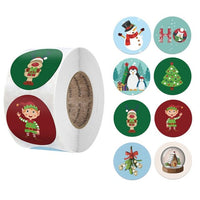 HKM-269459 Kraft Paper Round Stickers for Christmas Day Decoration - 500 Pieces per Roll