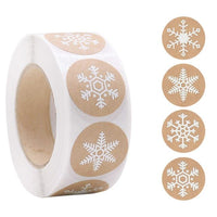 HKM-269459 Kraft Paper Round Stickers for Christmas Day Decoration - 500 Pieces per Roll