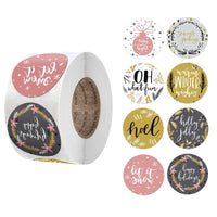 HKM-269459 Kraft Paper Round Stickers for Christmas Day Decoration - 500 Pieces per Roll