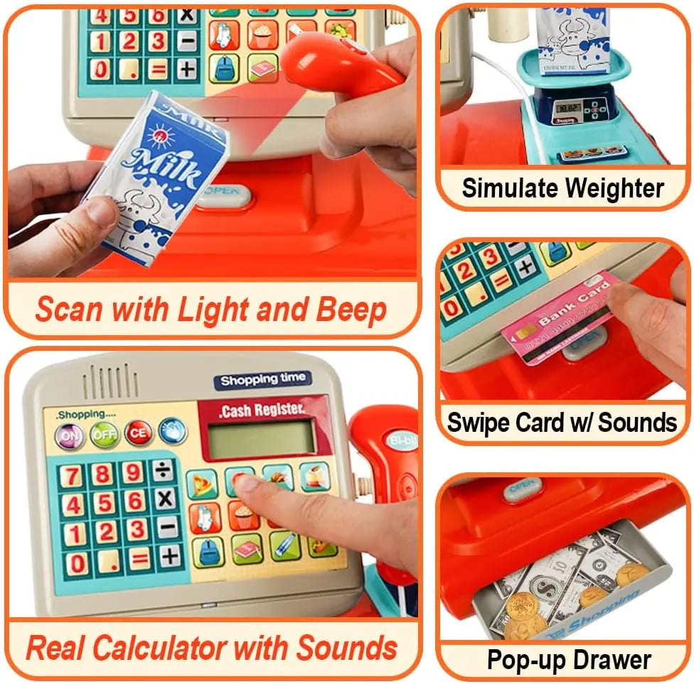HKM-269523 Electronic Cashier Register Toy for Kids - Pretend Play Supermarket Experience for Ages 2-13