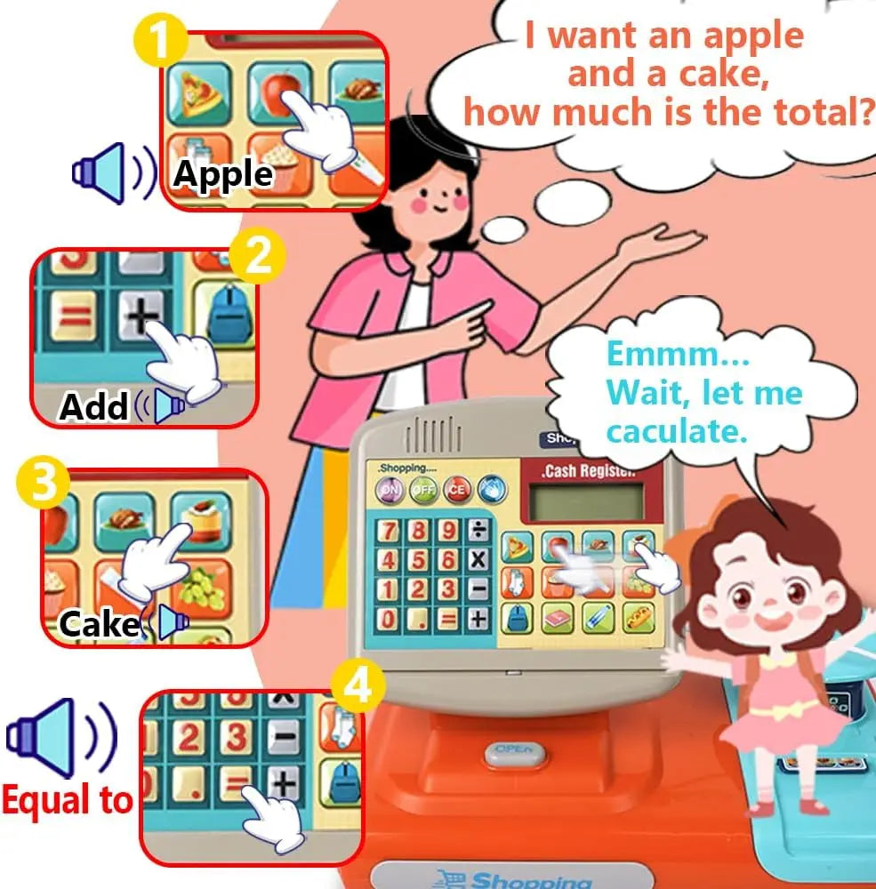 HKM-269523 Electronic Cashier Register Toy for Kids - Pretend Play Supermarket Experience for Ages 2-13
