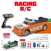 HKM-269843 1/16 Scale Four Wheel Drive Drift Remote Control Car with Replaceable Tires and Obstacles, Indoor-Outdoor Use