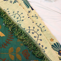HKM-269843 Pure Cotton Landscape Gauze Towel Blanket with Tassels for Summer, Available in Multiple Sizes