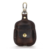 HKM-269907 Leather AirPods Cover with Keychain and Waist Belt Hook, Soft Vintage Design, Charging Hole Access, Compatible with iPhone Models