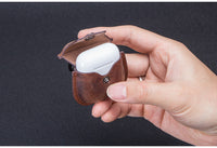 HKM-269907 Leather AirPods Cover with Keychain and Waist Belt Hook, Soft Vintage Design, Charging Hole Access, Compatible with iPhone Models