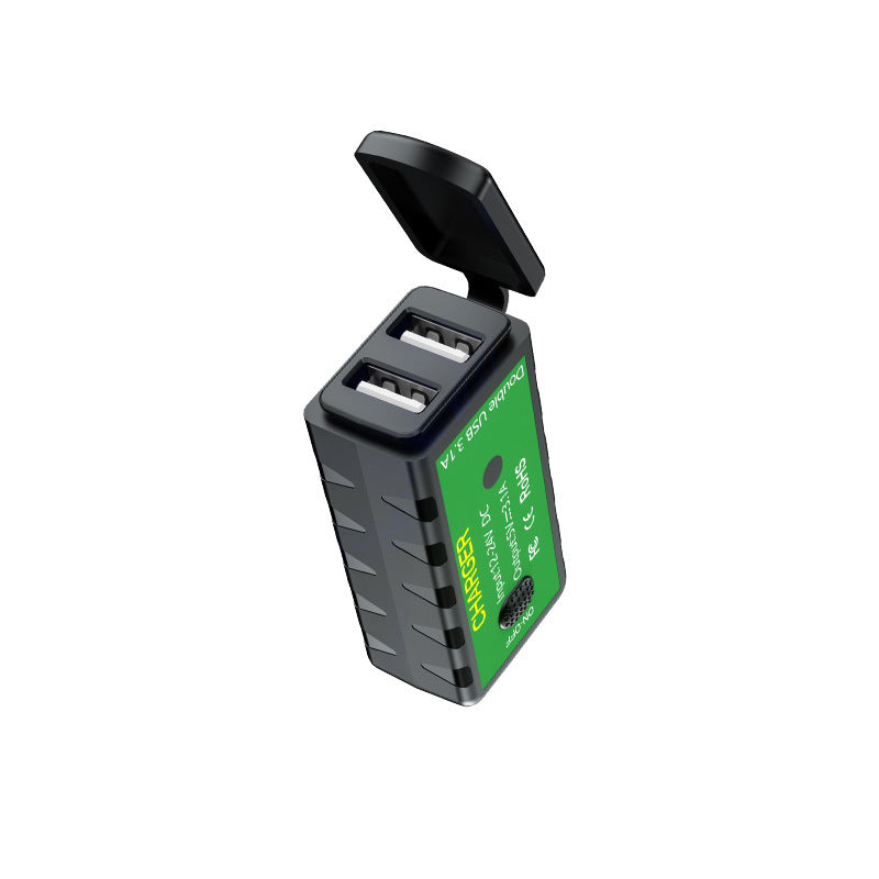 HKM-270035 12V Dual USB Waterproof Motorcycle Charger - SAE to USB, 2400mA Output