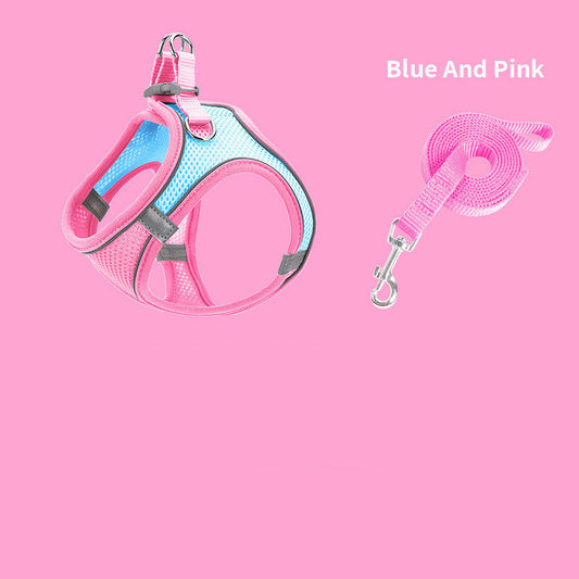 HKM-270035 Breathable Reflective Dog Harness with Traction Rope for Comfortable Walking