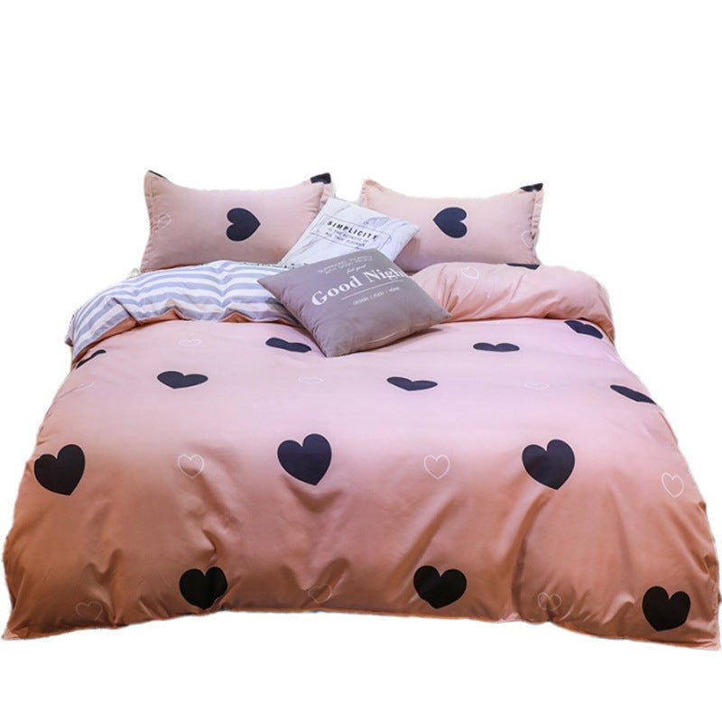 HKM-270163 Cotton Duvet Cover Set with Pillow Cases and Bed Sheet, Multiple Sizes Available