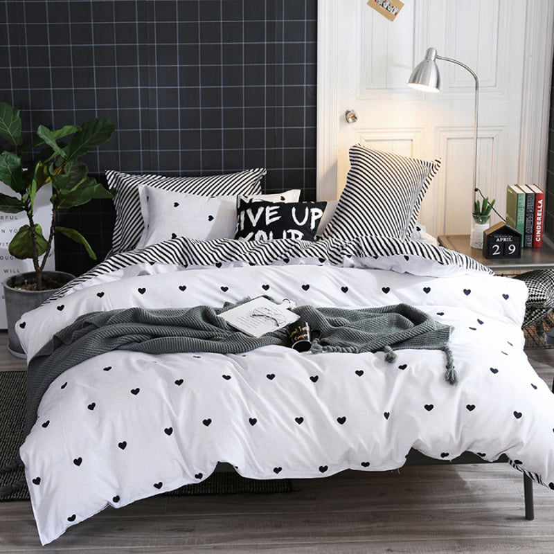 HKM-270163 Cotton Duvet Cover Set with Pillow Cases and Bed Sheet, Multiple Sizes Available