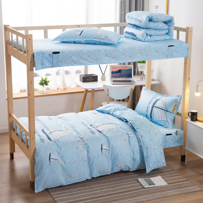 HKM-270163 Cotton Non-Slip Three-Piece Bedding Set for Dormitory - 0.9m, 1.0m, 1.2m Sizes