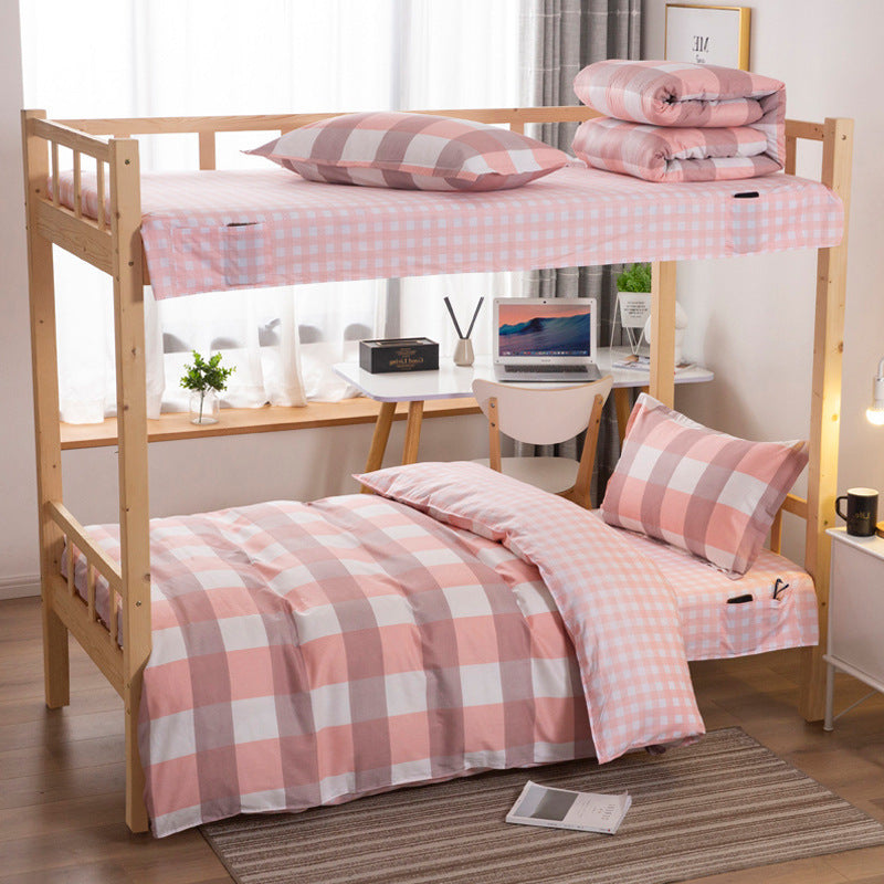 HKM-270163 Cotton Non-Slip Three-Piece Bedding Set for Dormitory - 0.9m, 1.0m, 1.2m Sizes