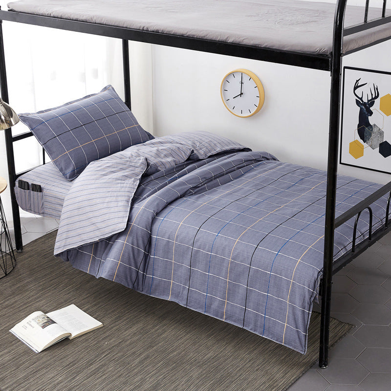 HKM-270163 Cotton Non-Slip Three-Piece Bedding Set for Dormitory - 0.9m, 1.0m, 1.2m Sizes