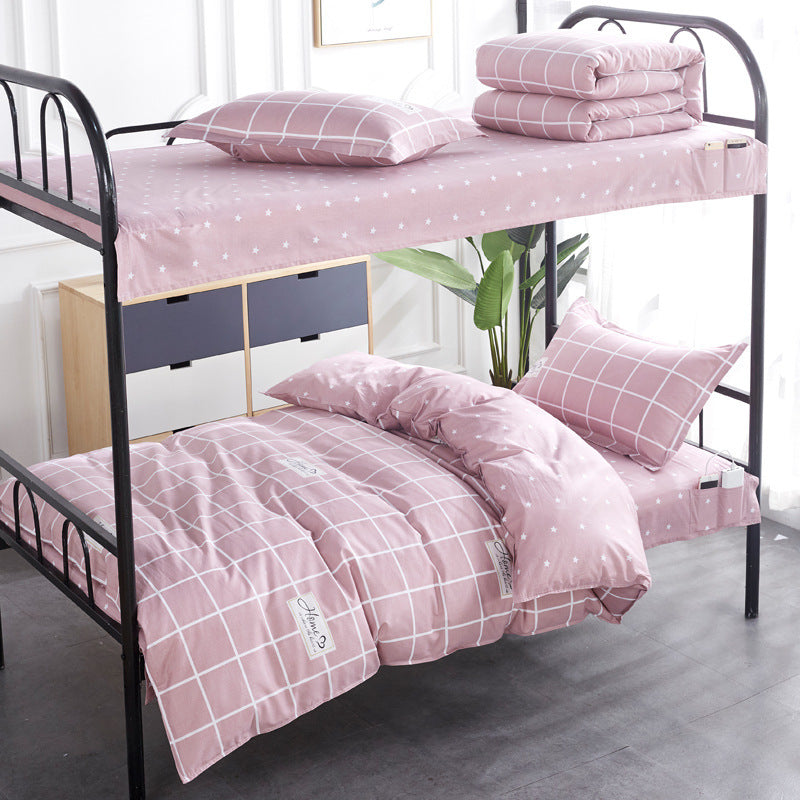 HKM-270163 Cotton Non-Slip Three-Piece Bedding Set for Dormitory - 0.9m, 1.0m, 1.2m Sizes