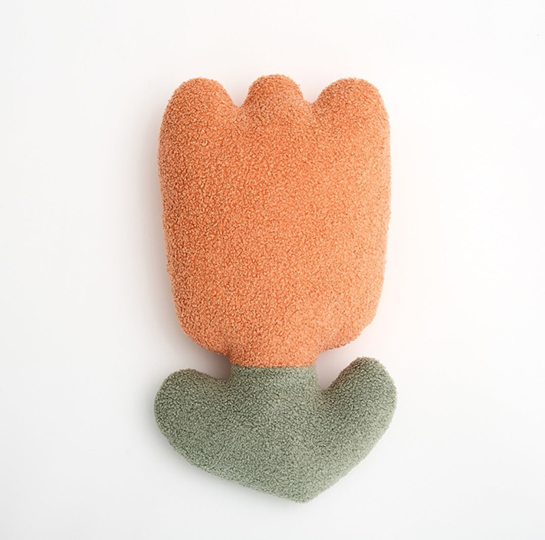 HKM-270291 Cushion Teddy Plush Flower Pillow - Tulip, Rose, and Clover Design