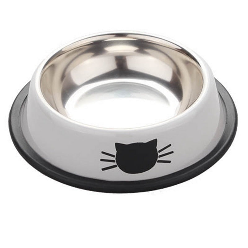 HKM-270355 Durable Stainless Steel Pet Bowl with Non-Slip Rubber Base and Fade-Resistant Design