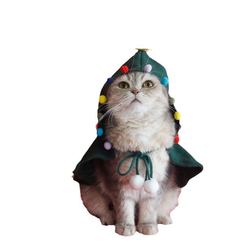 HKM-270483 Christmas Hooded Cloak for Pets - Red Fleece Shawl with Antlers, Winter Warmth, Sizes S, M, L