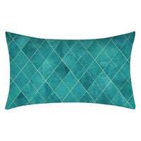 HKM-270547 Teal Geometric Abstraction Lumbar Cushion Cover - Peach Skin Material, 30x50cm