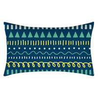 HKM-270547 Teal Geometric Abstraction Lumbar Cushion Cover - Peach Skin Material, 30x50cm