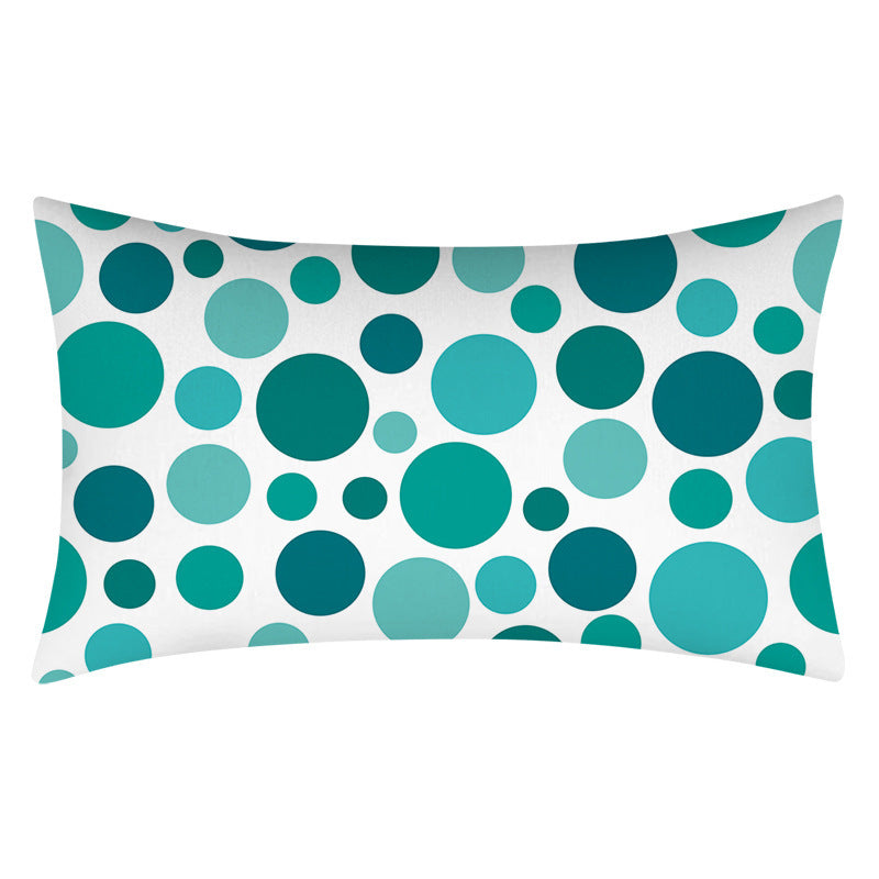 HKM-270547 Teal Geometric Abstraction Lumbar Cushion Cover - Peach Skin Material, 30x50cm
